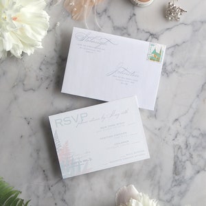 Peonía y Helecho RSVP Tarjeta & Sobre de Devolución Peony Fern