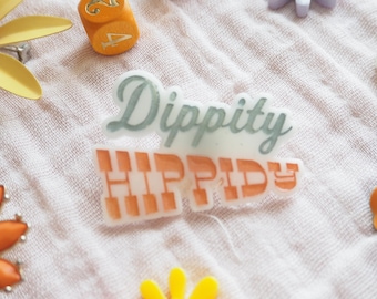 Dippity Hippity Grey & Peach  Acrylic Pin Brooch Badge
