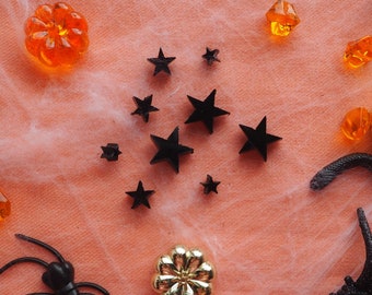 9 Assorted Size Stars Black Opaque Acrylic Piece Magnets