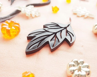 Leaf Fall Black Opaque Acrylic Piece Garland Charm Accent or Magnet