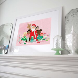 Santa con niños Ilustración Imprimir