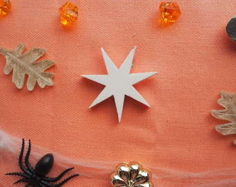 Star Seven Sided White Opaque Acrylic Piece Garland Charm Accent or Magnet