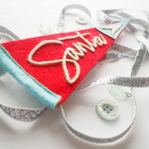 Santa Felt Pennant Teal Red and White Small image 3