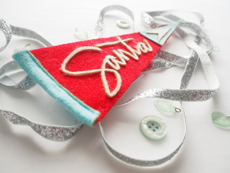 Santa Felt Pennant Teal Red and White Small image 3