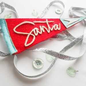 Santa Felt Pennant Teal Red and White Small image 2