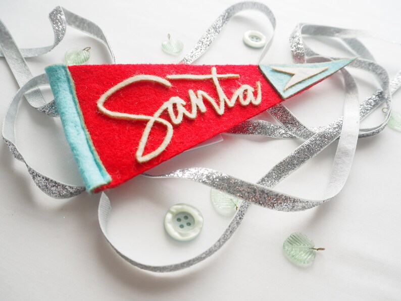 Santa Felt Pennant Teal Red and White Small image 2