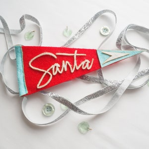 Santa Felt Pennant Teal Red and White Small image 1