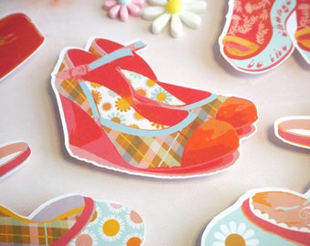 Retro Plaid Heels Sticker 3.25" x 2.5"