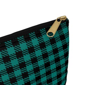 Gingham Pine Grün Schwarz Zubehör Beutel | Stilvolle Aufbewahrungstasche für Reisen & Organisation | Umweltfreundliche Make-up-Tasche