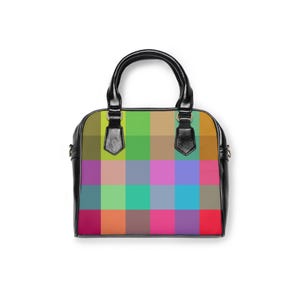 Regenbogen Karo Schulter Handtasche | Bunt karierte Geldbörse & stilvolle Einkaufstasche | Lebendige Mode Handtasche für jeden Anlass