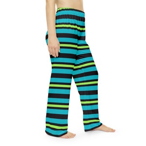 Cozy Striped Women's Pajama Pants Blue, Black, Green Lounge Wear Perfect Gift for Her image 1
