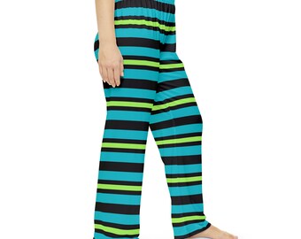 Cozy Striped Women's Pajama Pants - Blue, Black, Green Lounge Wear - Perfect Gift for Her