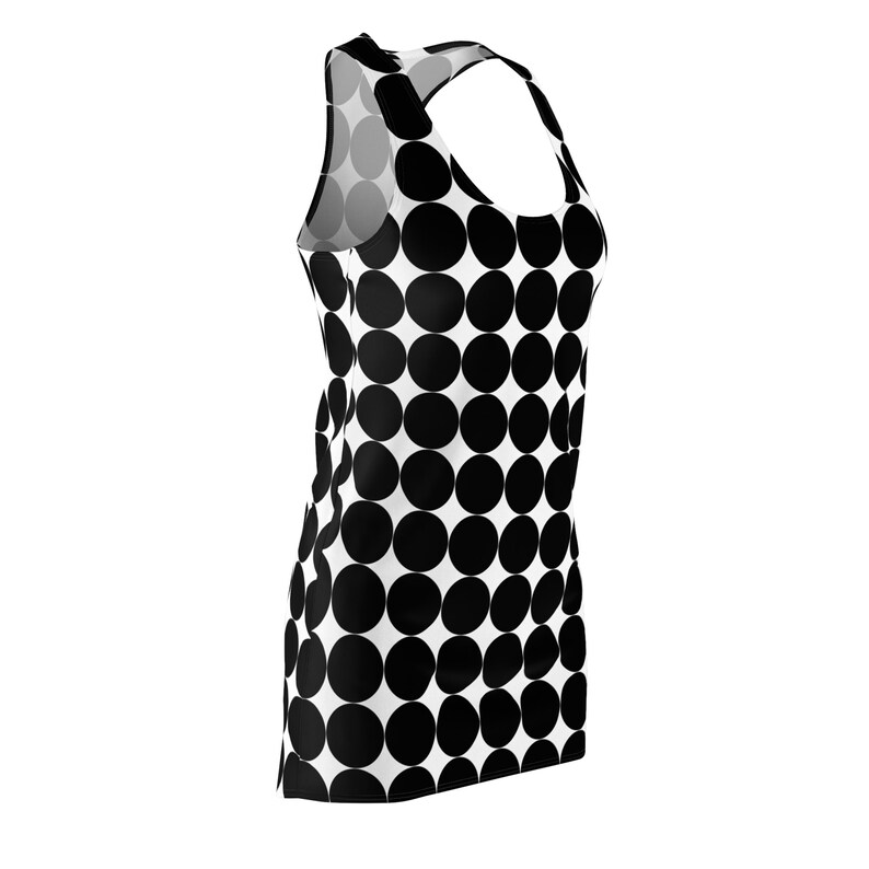 Chic Black Bold Dots Racerback Dress Comfy Women's Cut and Sew Style Perfect Summer Fashion Unique Gift for Her image 6
