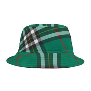 Plaid Emerald Green Bucket Hat: 90s Retro Style