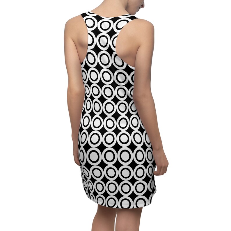 Trendy Black Dress with Dot Pattern Feminine Racerback Design Ideal Gift for Fashion Lovers image 1