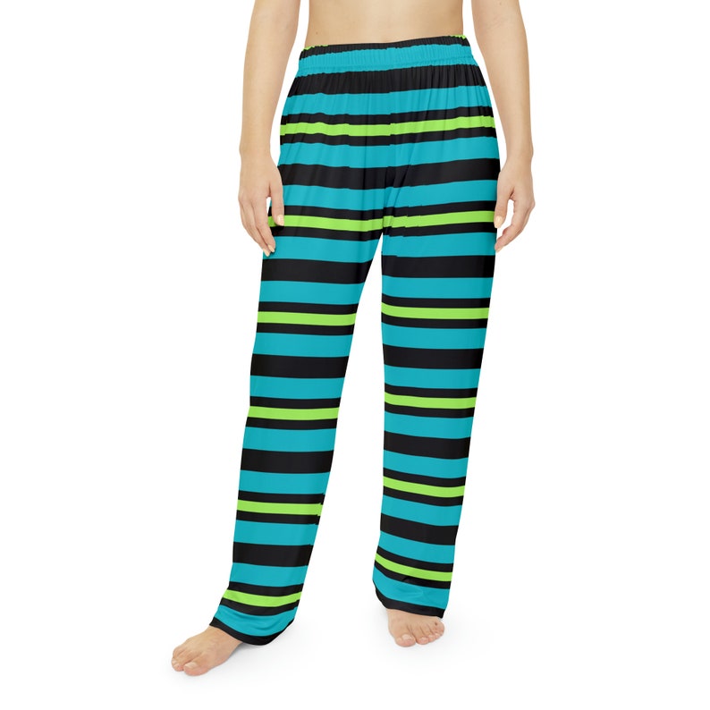 Cozy Striped Women's Pajama Pants Blue, Black, Green Lounge Wear Perfect Gift for Her image 4