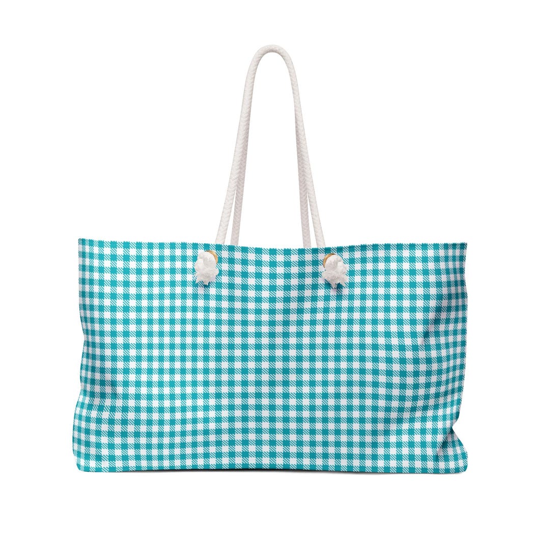 Loki Gingham Ruffle Duffle Weekender Bag, Blue