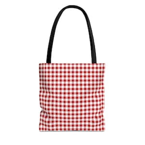Bolso de mano rojo de cuadros vichy / Bolso de compras elegante y duradero / Bolso ecológico reutilizable / Perfecto para la playa, el mercado o el uso diario