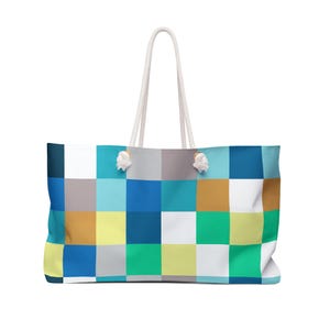 Colorful Check Weekender Bag: Travel Duffel, Overnight Bag, Carry On Luggage, Checkered Pattern