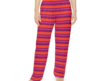 Colorful Striped Women's Pajama Pants, Cozy Brushed Polyester Sleepwear, Perfect for Lounging, Ideal Gift for Her