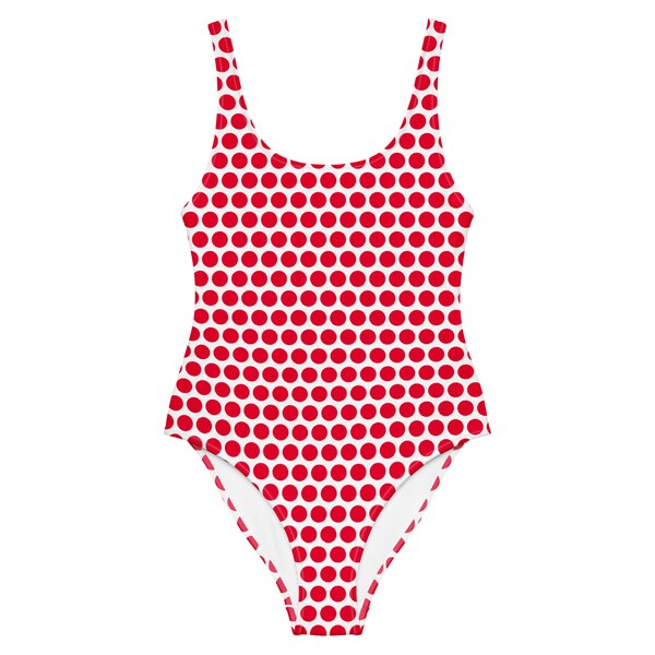 Chic Red Dots One-Piece Swimsuit, Cheeky Fit Stylish Swimwear, Perfect for Pool & Beach, Ideal Summer Gift