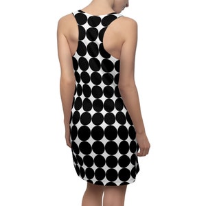 Chic Black Bold Dots Racerback Dress Comfy Women's Cut and Sew Style Perfect Summer Fashion Unique Gift for Her image 3