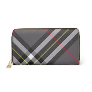 Cartera con cremallera gris a cuadros, monedero a cuadros, tarjetero a cuadros, clutch gris, bolso con estampado de cuadrícula, cartera monocromática