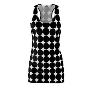 Chic Black Bold Dots Racerback Dress Comfy Women's Cut and Sew Style Perfect Summer Fashion Unique Gift for Her image 4