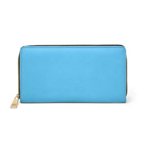 Portafoglio con cerniera blu cielo / Portamonete e porta carte in pelle vegana / Elegante e compatto / Perfetto per l'uso quotidiano e come regalo