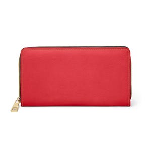 Spanish Red Zipper Wallet, Small Coin Purse, Travel Card Holder, Women's Accessories, Handmade Wallet, Gift for Her