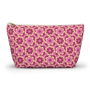 Chic Pop Flowers Mosaic Cosmetic Bag, Strong Zippered T-bottom Pouch, Ideal Gift for Travelers image 1
