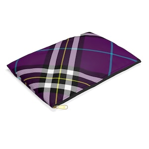 Bolsa para accesorios a cuadros morados, neceser de maquillaje a cuadros, estuche para cosméticos de cuadros vichy, organizador de cartera, neceser de viaje