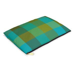 Plaid Teal Green Accessory Pouch - Stylish Small Bag for Makeup, Travel Toiletries, Gifts, Organizing, Cosmetics Pouch, Zipper Bag