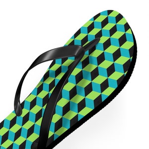 Designer Blue Green Black Cubes Flip Flops Comfortable and Stylish Summer Footwear Perfect Beach Accessory image 3