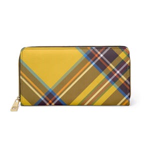 Tartan Gelb Reißverschluss Geldbörse, karierte Geldbörse, karierter Beutel, kleine Reißverschluss Geldbörse, Kartenhalter, Geschenk für sie