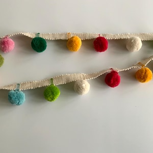 Sweet Pea Colourway Bobble Trim Fringe 100% Cotton, Superb Quality, Per Meter