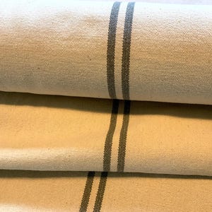 Rustikaler französischer Bauernstoff, gewebtes Getreidesack, 100% schwere Baumwolle, graue Streifen, Meterware
