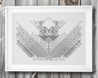 geometric embroidery + cross stitch pattern ++ wall art ++ pdf  INsTAnT DOwNLoAD ++ diy craft ++ handmade design