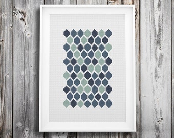 geometric cross stitch pattern ++ hexagon mosaic ++ pdf  INsTAnT DOwNLoAD ++ diy craft