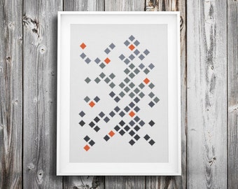 geometric cross stitch pattern ++  retro modern diamond mosaic ++ pdf INsTAnT DOwNLoAD ++ diy craft ++ embroidery