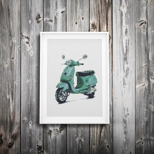 Modern Cross Stitch Pattern Retro Vespa Vintage Italian - Etsy