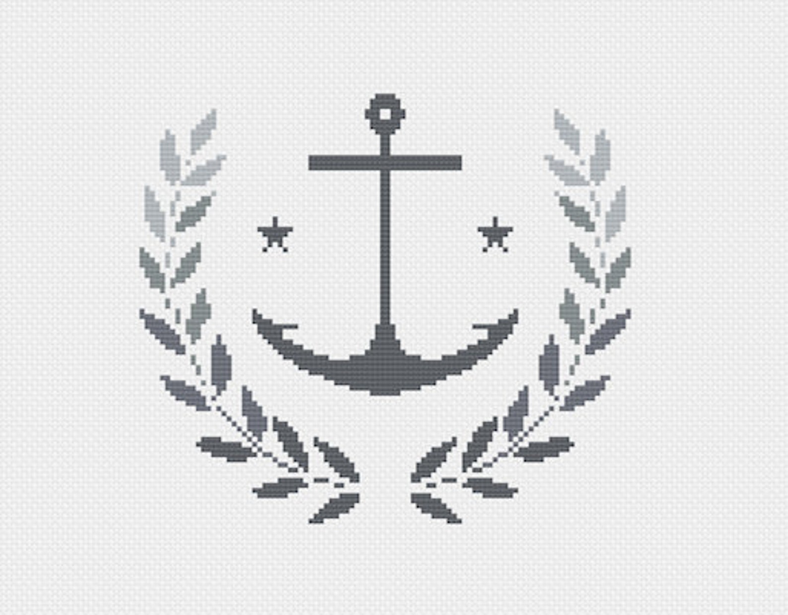 Nautical Sailor Cross Stitch Pattern Anchor Leaf Wreath Etsy