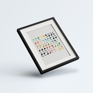 Mid Century Geometric Commas Cross Stitch Pattern : Retro Modern Craft, PDF Instant Download Print, Tile Pixel Wall Art, Rainbow Embroidery