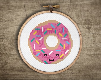 donut cross stitch pattern ++ kawaii craft ++ pdf INsTAnT DOwNLoAD ++ diy