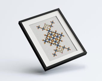 Geometric Southwestern Cross Stitch Pattern : Modern Tile Mosaic, PDF Instant Download Print, Tribal Pixel Art, Easy Craft Embroidery, DIY