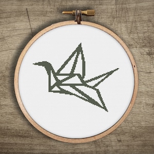 crane origami cross stitch pattern ++ geometric bird ++ pdf INsTAnT DOwNLoAD ++ diy craft ++ handmade design ++ asian