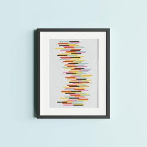 Retro Stacks Modern Art Cross Stitch Pattern : Unique Vibrant Rainbow Pop Mid Century Embroidery, PDF Instant Download, Easy DIY Craft