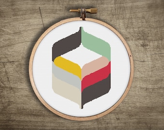 Mid Century Modern Cross Stitch Pattern : Vintage Retro Design, PDF Instant Download, Embroidery Wall Art Print, DIY Craft Beginner Easy