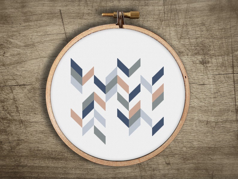 Geometric chevron modern cross stitch pattern retro mosaic Etsy