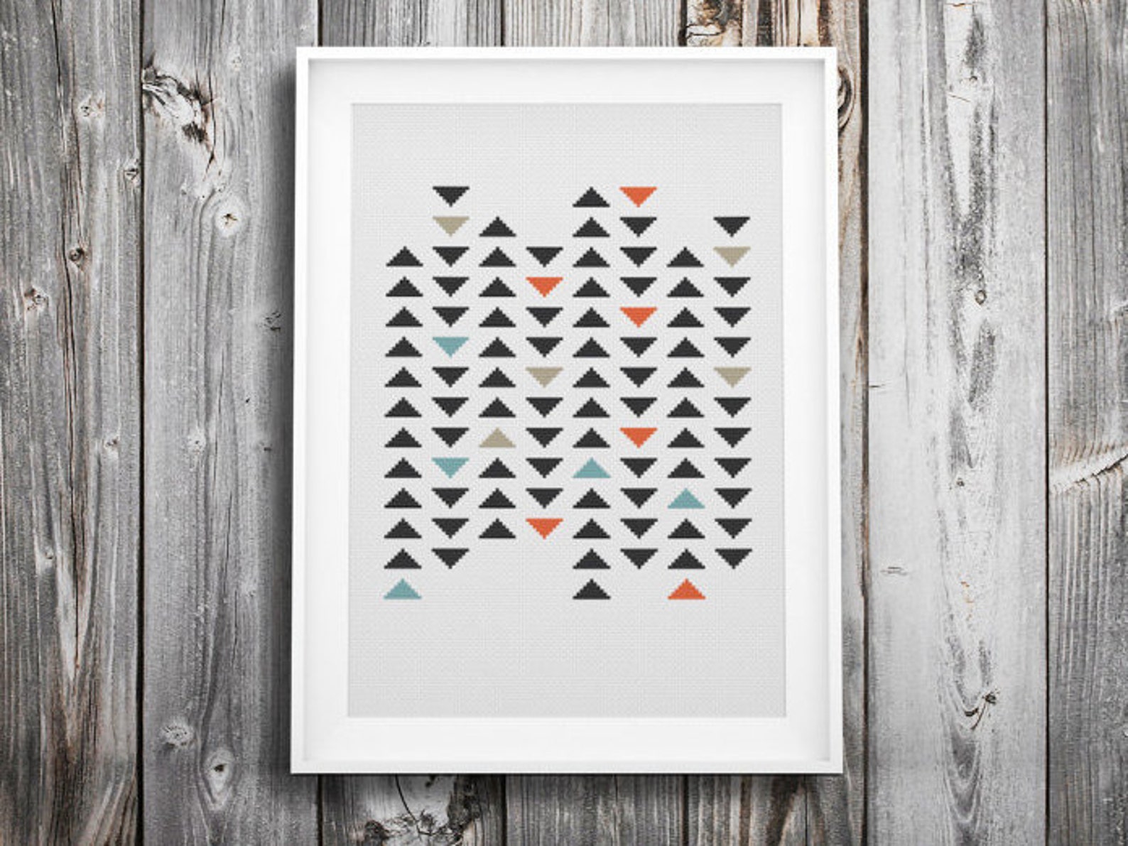 Modern Geometric Cross Stitch Pattern Retro Triangle Mosaic Pdf Instant ...